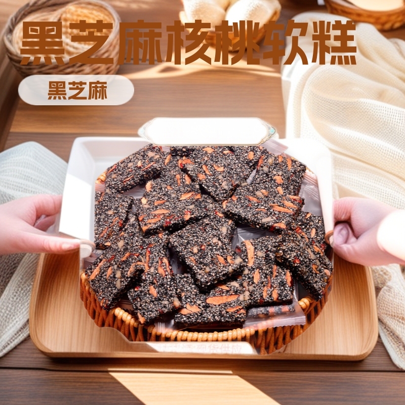 黒ごま栄養くるみソフトケーキ500g、赤いナツメヤシとクコの実入り、妊婦向け健康食品、卸売、菓子・スナック|undefined