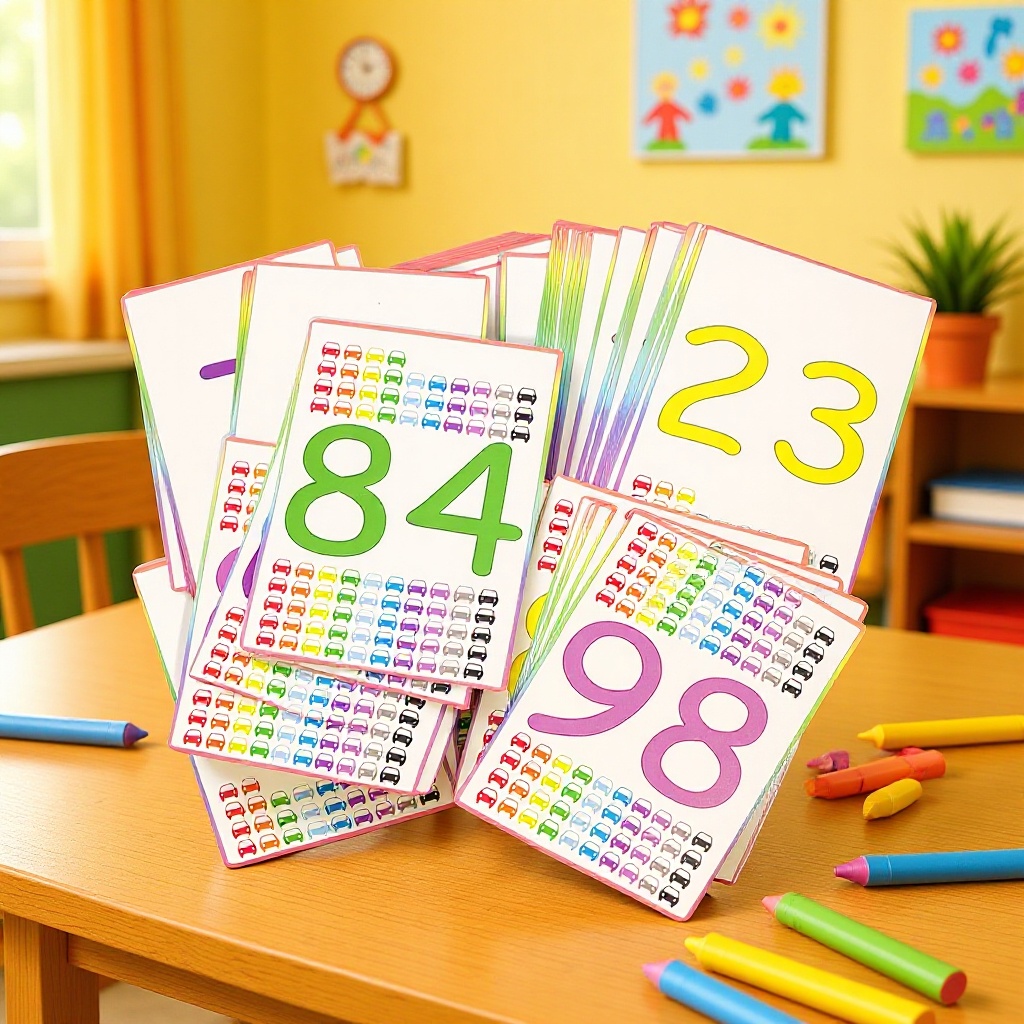 数字卡片1-100纯数字彩色简单幼儿可擦写启蒙早教认识数字认知卡