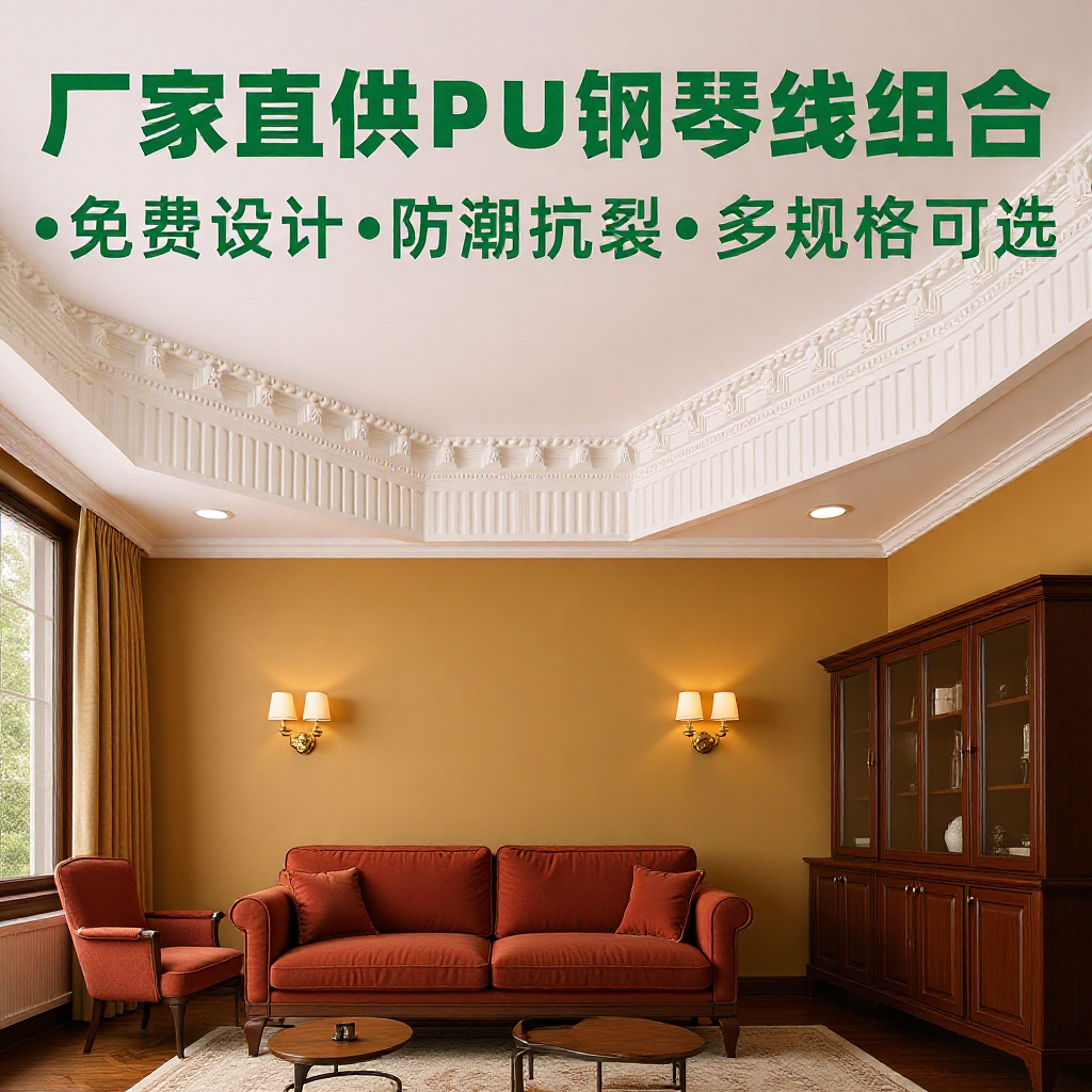 Wholesale French Accessible Luxury Piano Key Pu Lines Living Room Bedroom Double Eyelid Ceiling Imitation Plaster Line Decorative Lines