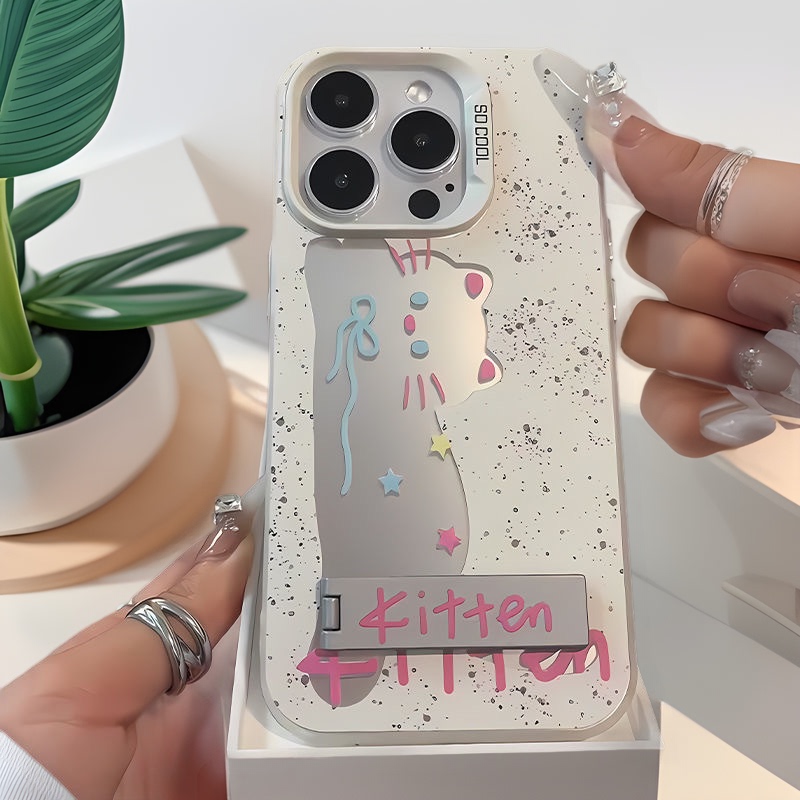 South Korea ins cute hollow cat for Samsung S24 mobile phone case 23 magnetic bracket 22/s21 advanced sense s