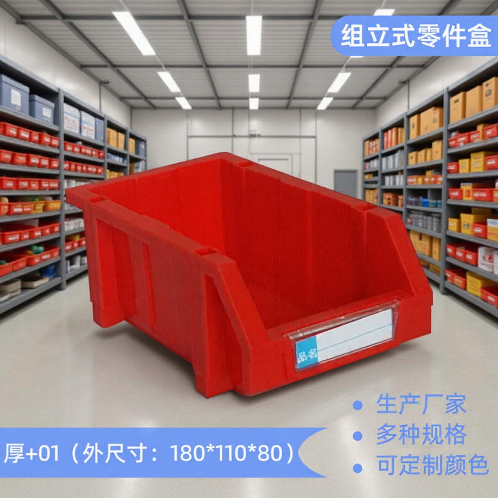 组立式零件盒180*110*80仓库斜口货架盒五金螺丝元件盒分隔物料盒