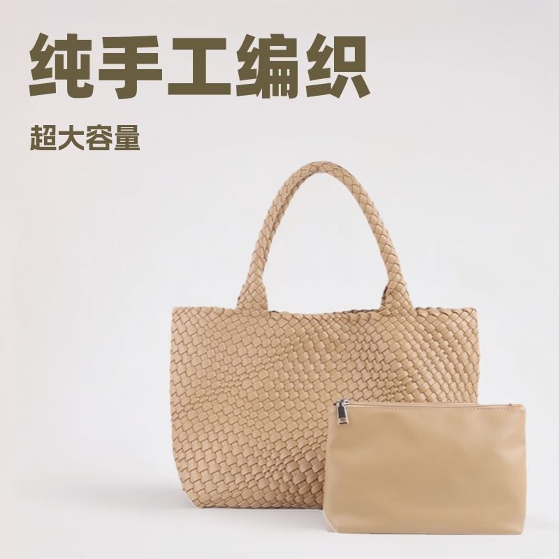 Cross-Border New Style Pure Handmade Woven Letter Bag, Extra Large Women's Bag, Large Tote Shoulder Bag, Simple and Fashionable Bag with Large Capacity