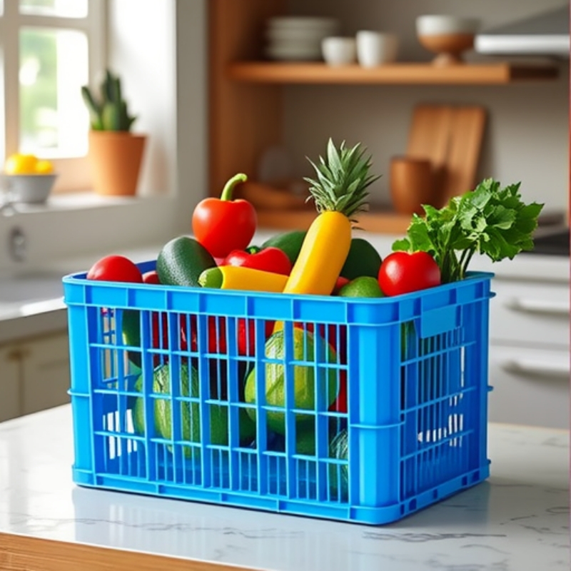 周转长方形塑料筐镂空货架蓝色框子服装厂工厂运输适用物流加厚