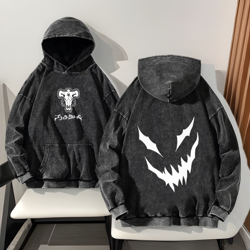 Anime Harajuku Black Clover Men's Hoodie Men's Washed Pullover Street Casual Sweatshirt