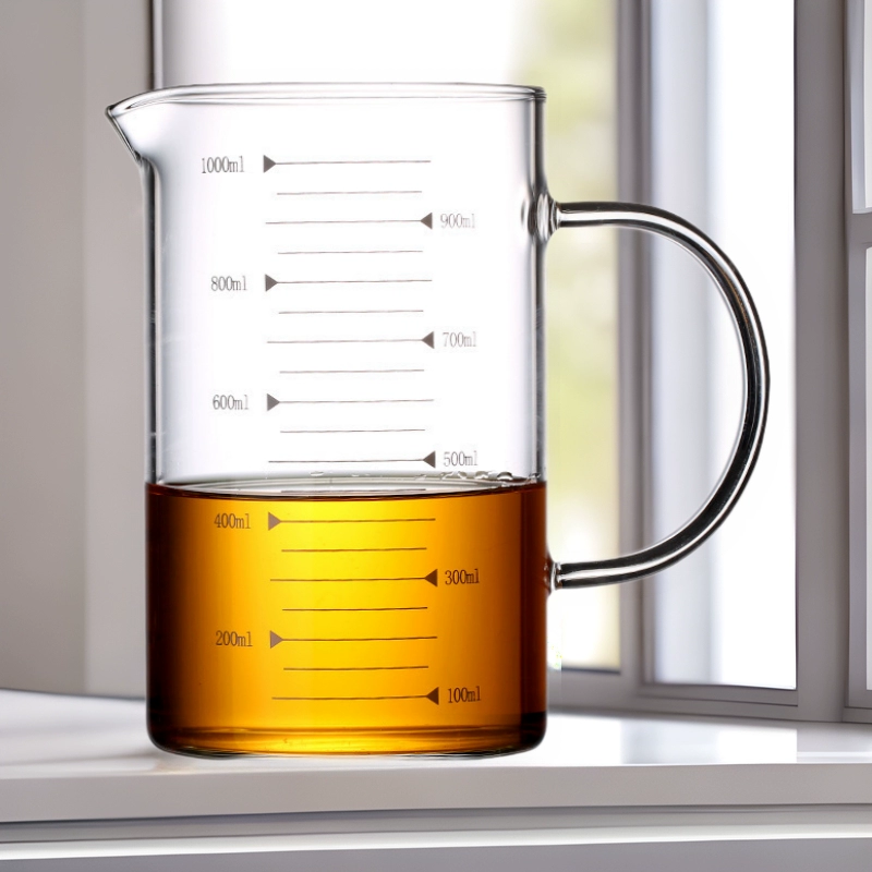 High borosilicate glass crystal measuring cup children's scale microwave oven heated cup breakfast cup oatmeal cup water tea cup