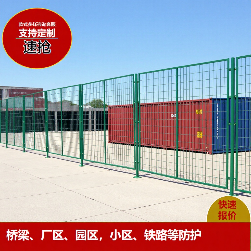 保税区栅栏1.8米高绿色框架护栏高速公路隔离栏绿化带围栏现货