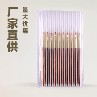 Single nail art tools mahogany Rod solid flat head light therapy pen factory beginners painting brush painting pen wholesale