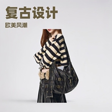 暗黑Y2K小众设计重工欧美复古宽肩带女包托特包跨境