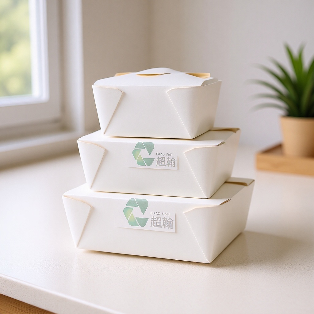 一次性白色方形打包盒加厚食品级纸餐盒外卖沙拉轻食包装盒现货