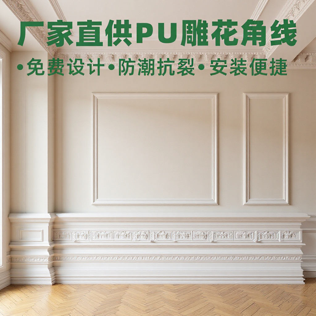 Pu Line Imitation Plaster Cornice Relief French-Style Linear Molding for Living Room, Bedroom, Balcony Ceiling, Wall Protection, Lightweight