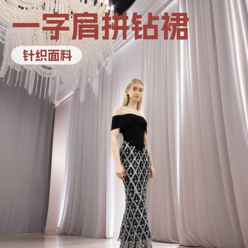 Cross-Border One-Shoulder Rhinestone Sexy Dress for Cocktail Party, Red Carpet, and Evening Events