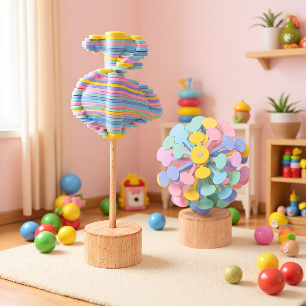 Adult decompression Jenga toy rotating lollipop children Boy wooden carousel overlay overlapping toy