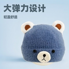 儿童小熊可爱毛线帽5新秋冬季中大童针织帽宝宝保暖护耳帽子