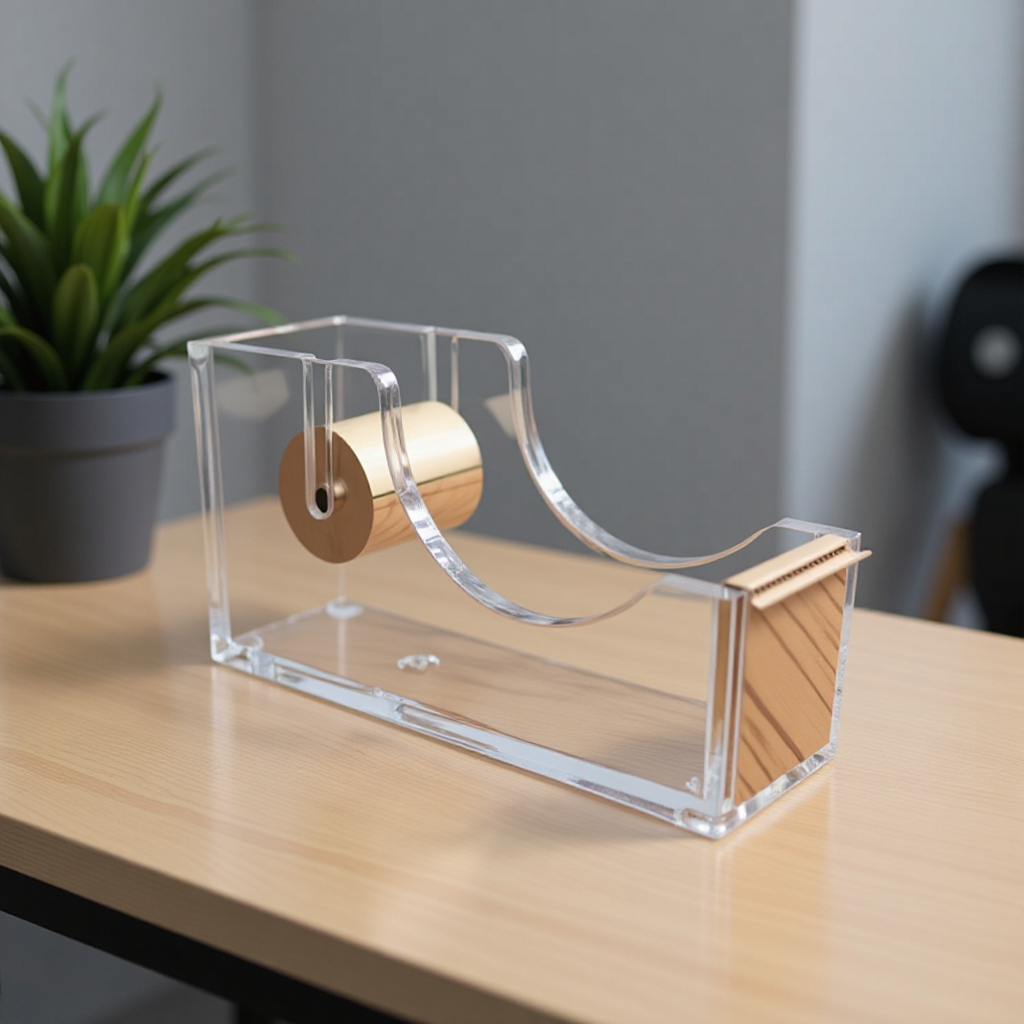 亚克力透明胶带座零售 亚加力土豪金金属轴胶带切割器生产工厂