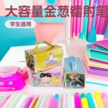 工厂定制大容量金葱镭射pu笔袋简约学生收纳彩铅时尚水性笔笔袋盒