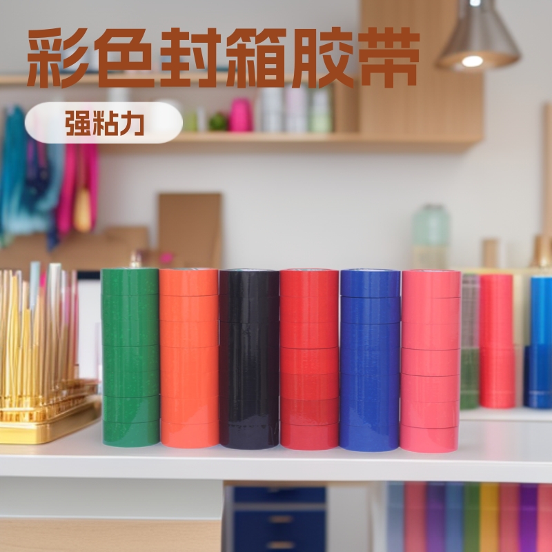 彩色封箱胶带山东高粘打包封口黑色粉色胶带红色胶带纸箱打包整箱