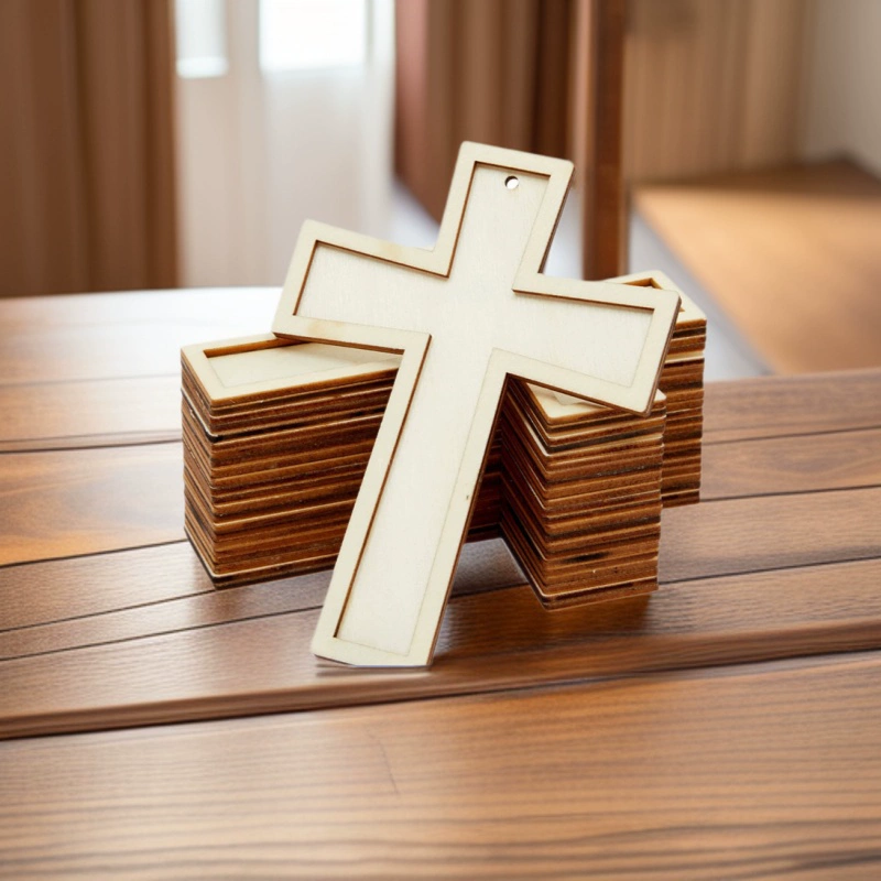 Деревянный крест с золотой веревкой пустой простой орнамент подвеска DIY деревянный крест декоративные подвески