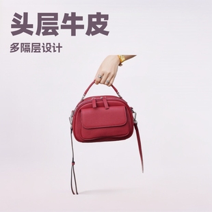 Pillow Bag 2025 New Leather Handbag Middle-Aged Mother Bag Multi-Compartment Shoulder Bag Wide Strap Crossbody Bag