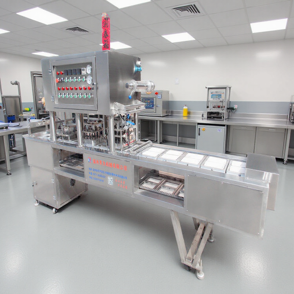 快餐盒全自动封口机 盒装气调包装封口机 塑料盒全自动灌装封口机