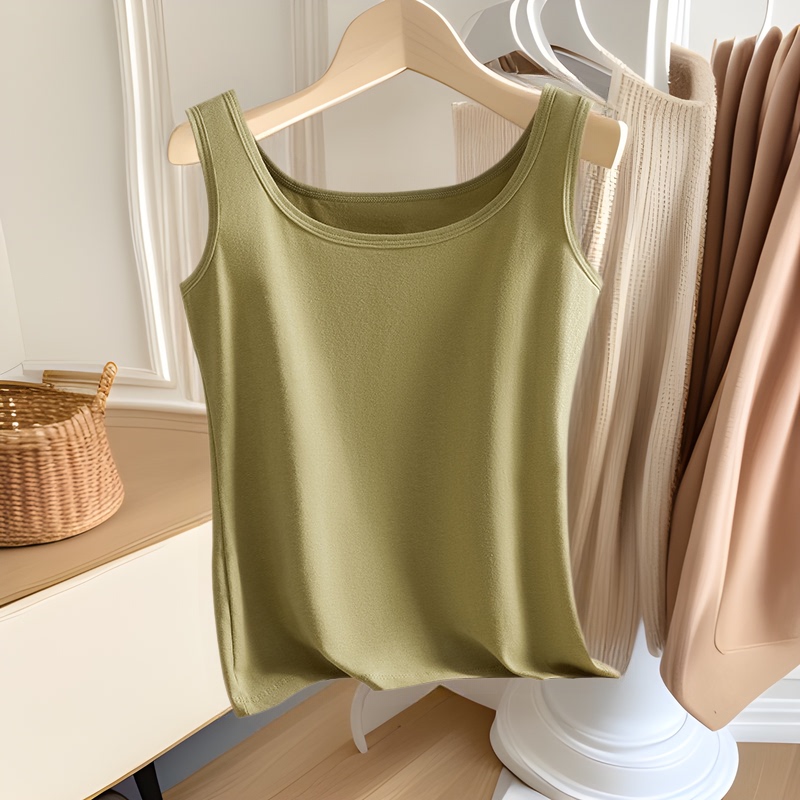 Women's Cotton Wide Shoulder Camisole Women's Inner Wear Summer Thin Outer Wear Beautiful Back Cotton Crewneck Top Base Shirt