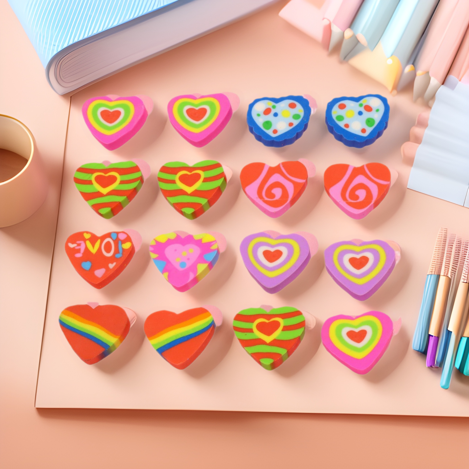 Valentine's Day Gift Love Eraser Color Heart-shaped Eraser Creative Primary School Gift Small Prize Cartoon Eraser