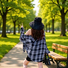 2025格子长袖衬衫女防晒宽松韩版百搭潮流空调衫外穿通勤衬衫女夏