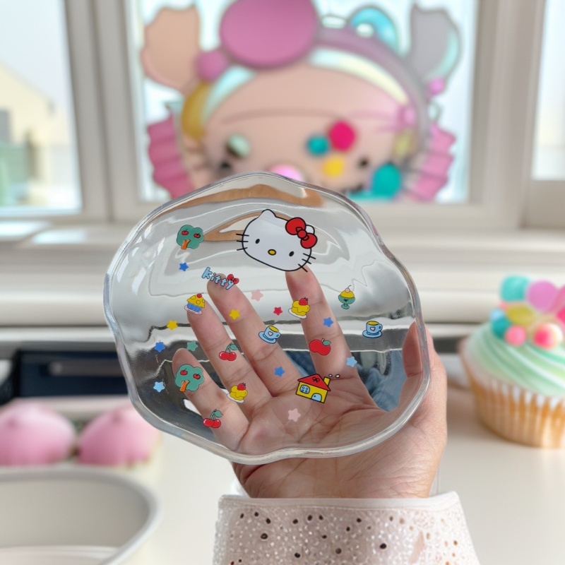 Ins-Style Cute Cartoon Cat Irregular Glass Plate Bone Dish Small Fresh Dining Plate Simple Light Luxury Glass Plate