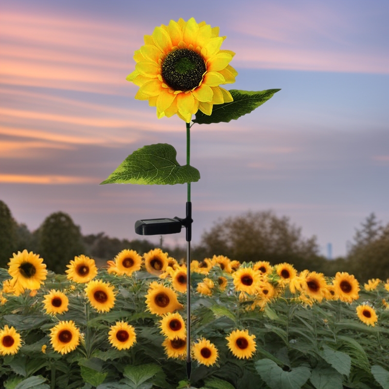 Lámpara Solar Decorativa para Jardín, con Forma de Girasol, para Exteriores, Patio, Césped, con Enchufe para el Suelo, Luz LED