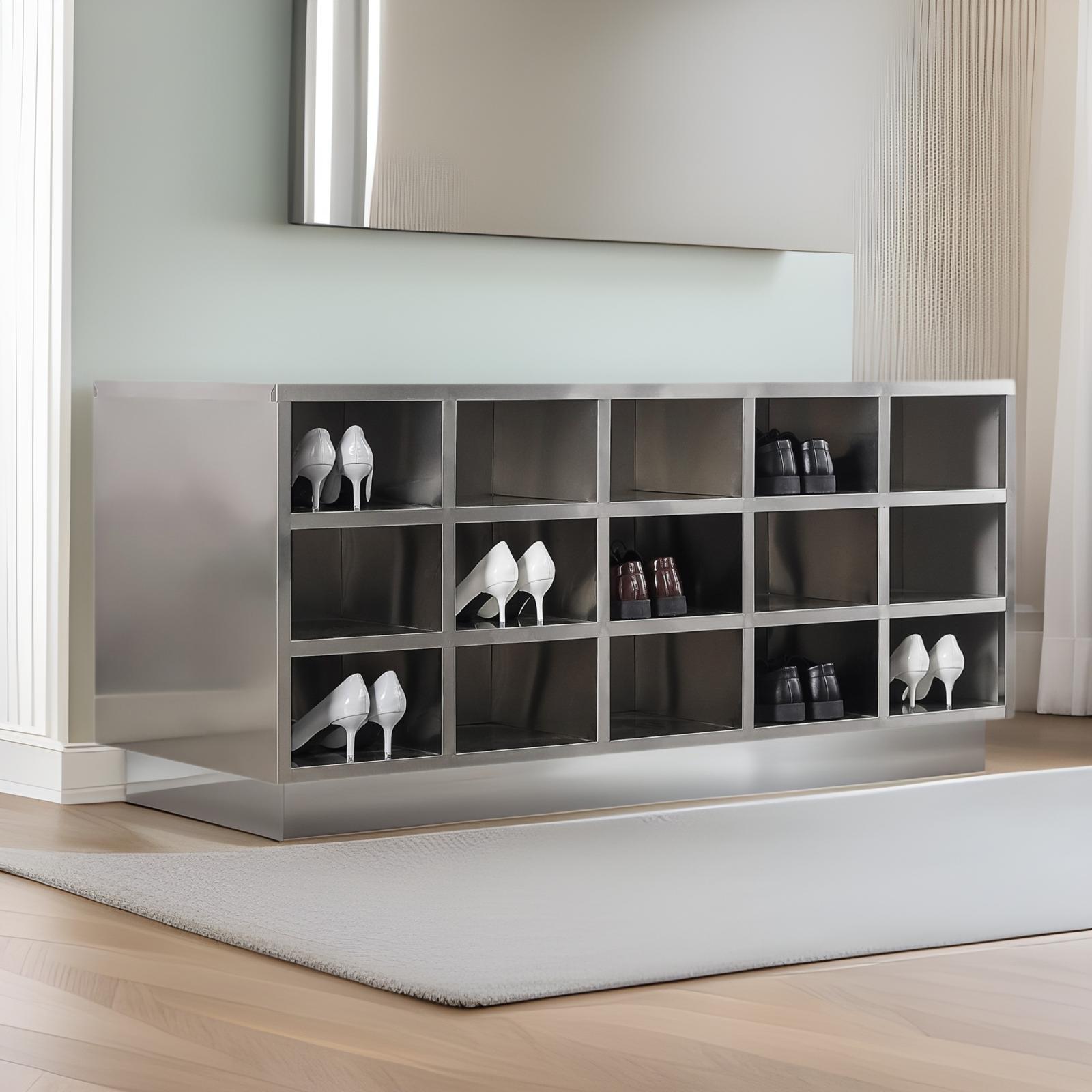 不锈钢鞋柜无尘净化车间更衣间收纳鞋实验室工厂员工现代简约风