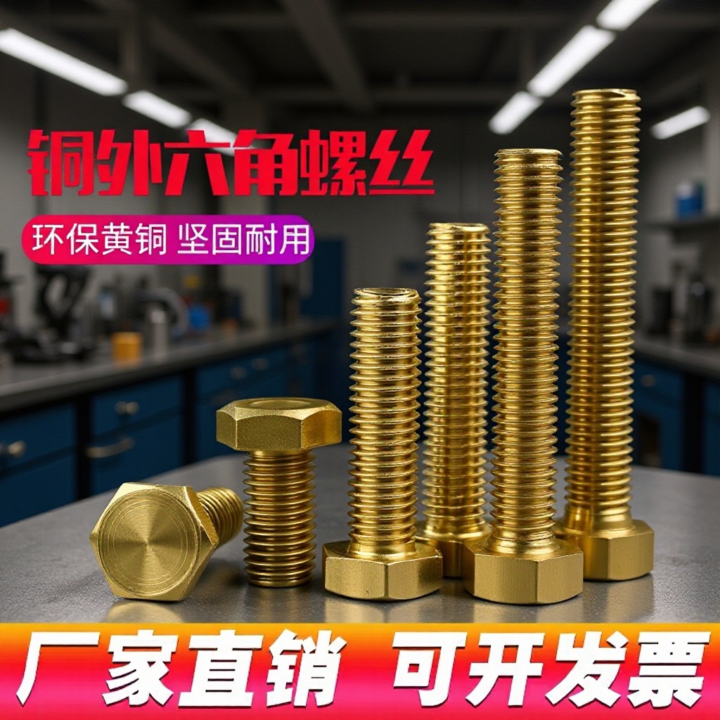 黄铜螺丝外六角螺栓 外六角螺丝电力螺丝M4m5m6m8m10m12M14M16M20