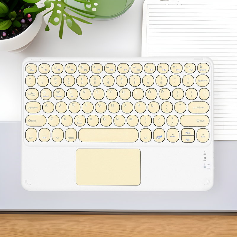 Factory wholesale Bluetooth retro round second control Bluetooth keyboard tablet light and thin Bluetooth keyboard and mouse set