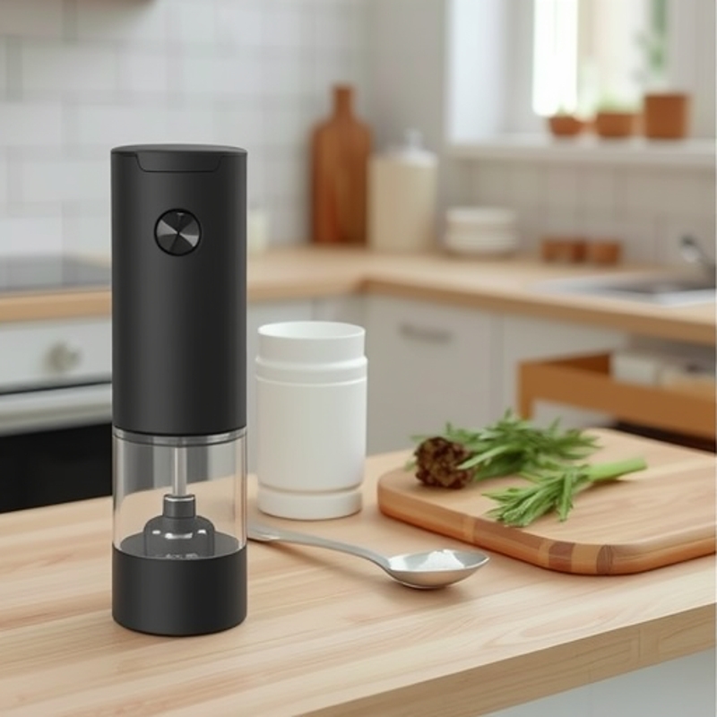 Molino eléctrico de sal rosa y pimienta | Molinillo recargable para cocina