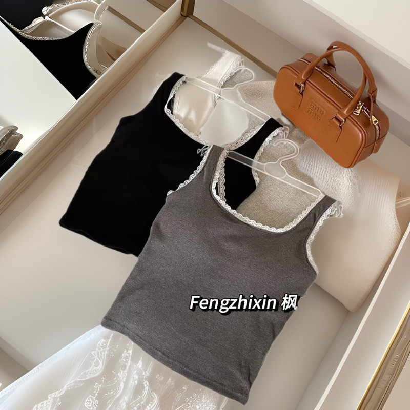 楓の欣8129ファッションレースの衝突色の小さいベストは胸のパッドを持っています。