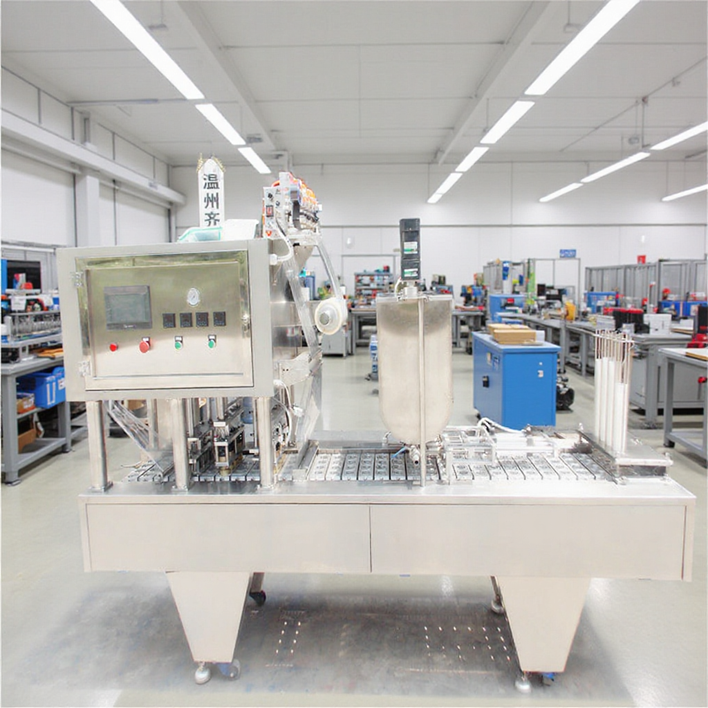 齐力QL-4A果冻杯蜂蜜自动灌装封口机 星球杯巧克力酱充填封杯机