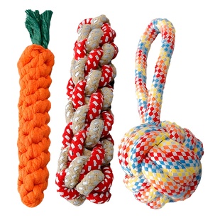 Dog Toys Wholesale Teething Resistant Bite-Resistant Rope Knots Small, Medium and Large Dogs Teddy Pet Cotton Rope Toy Ball Pet Supplies