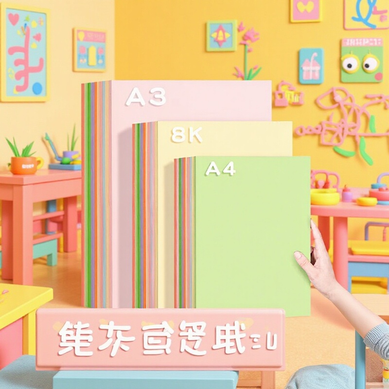 Macaron Kraft Paper Printer Color Card Paper A4A3 8K4K Colorful Handmade Hard Card Paper Colored Paper Kindergarten