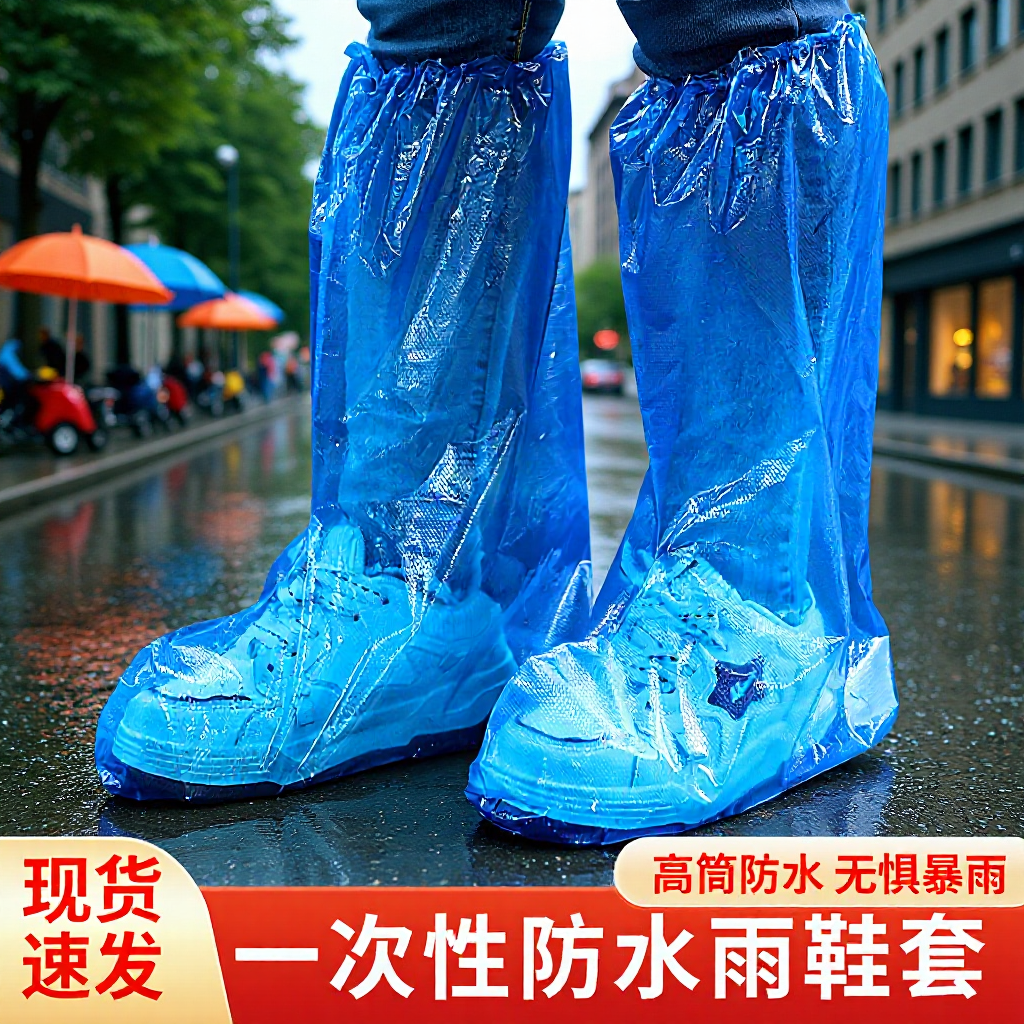 Thickened Disposable Rain Shoe Covers for Adults, High-Tube Waterproof Rain Shoe Covers for Men and Women, Suitable for Outdoor Use in Rainy Weather