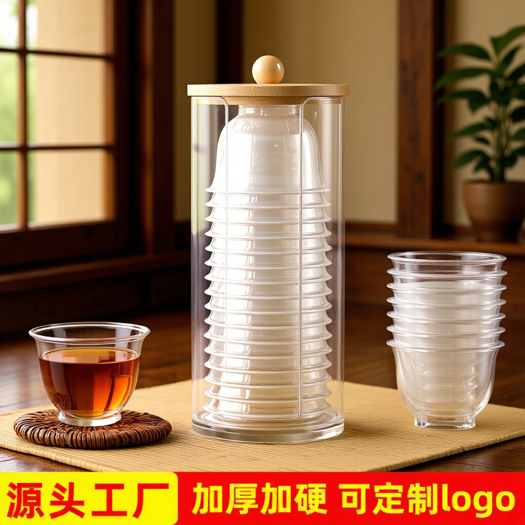 Disposable Kung Fu Cup Tea Cup Holder Thickened Small Cup Water Cup Transparent Hard Plastic Home Aviation Cup Wholesale