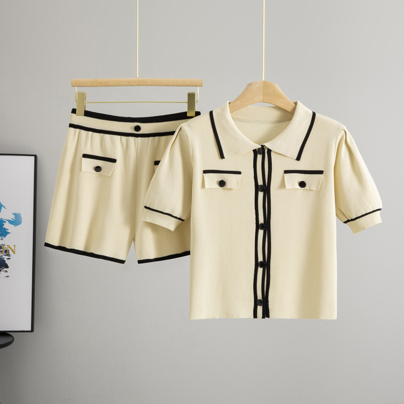 Lapel Short-Sleeved Top and Skirt, High-End and Elegant French Two-Piece Dress, Summer Style Suit for Women