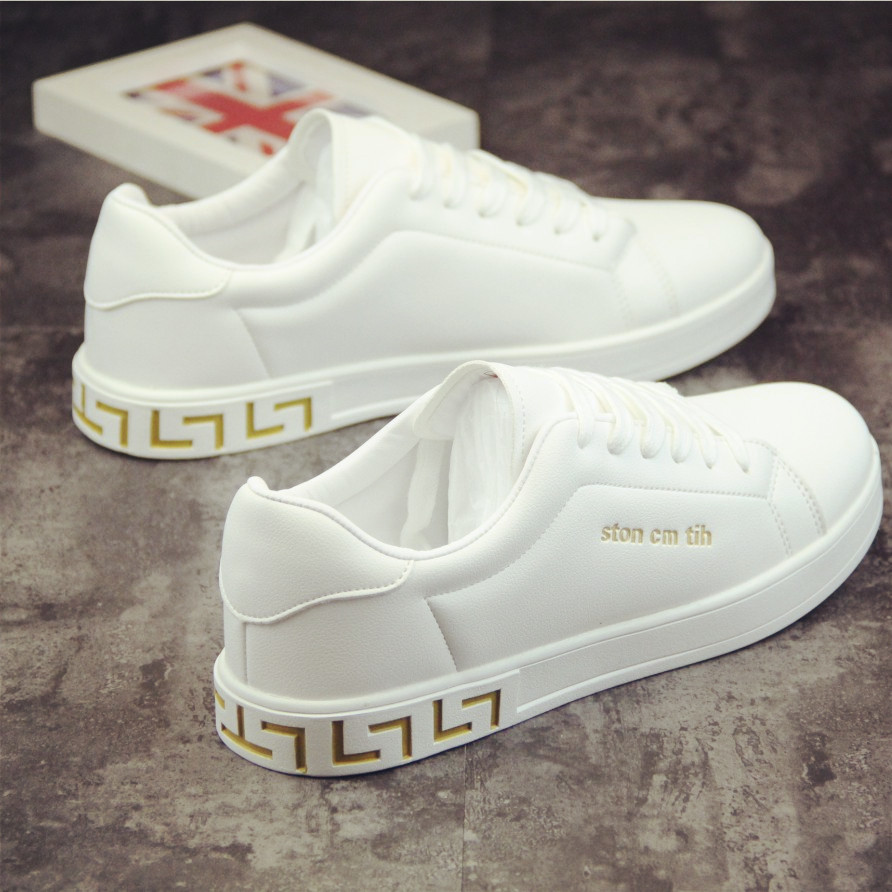 Artistic White Sneakers for Men, Summer Breathable New Korean Style Versatile White Shoes with Hidden Height Increase, Couple Sneakers, White Shoes