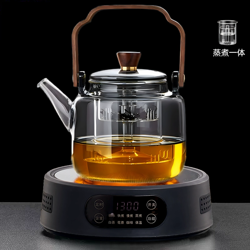 Электрическая керамическая плита 25G (1300 Вт) — настольный чайник для заваривания, совместима с чайниками 500–1300 мл, орех/белая/чёрная