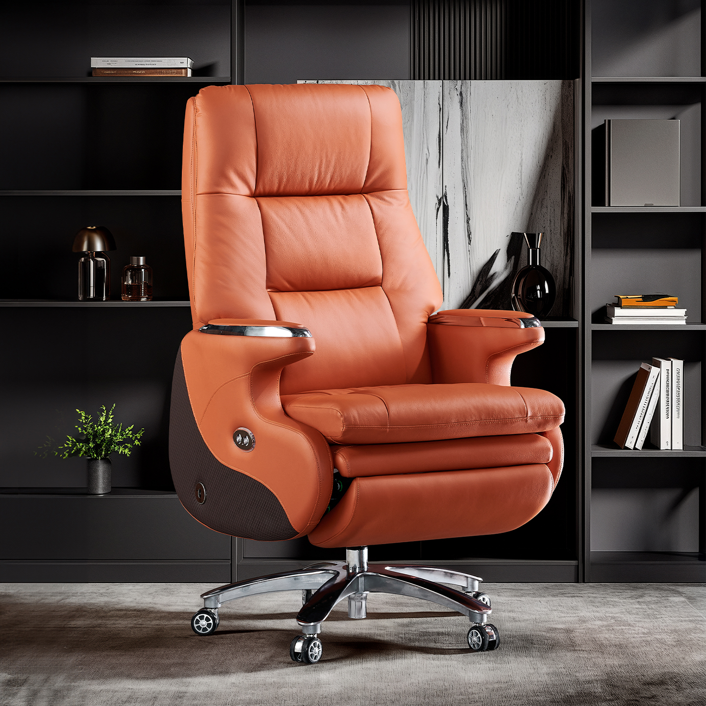 Electric Leather Boss Chair, High-End, Comfortable, Ceo, Office, Rolling Massage, Computer Gaming Chair, Home Ventilation