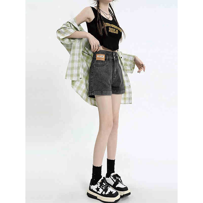 Women's Denim Shorts, Summer Thin Style, 2025 New High-Waisted, Loose, Slimming, Wide-Leg A-Line Hot Pants for Petite Women
