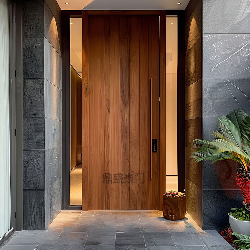 Wabi-Sabi Style Minimalist Interior Door, Teak Solid Wood, Pure Natural Wood, Ecological Wooden Door, Villa Self-Built House Double Entry Door