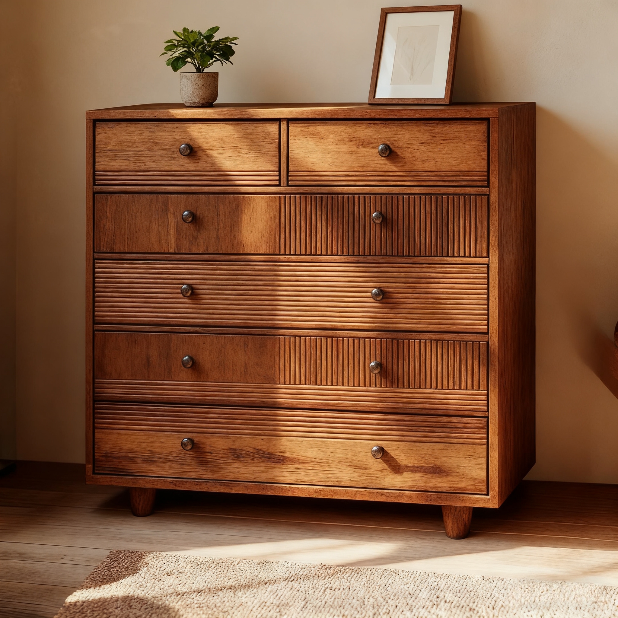 Prosperous and Luxurious Retro-Style Song Dynasty-Style All-Solid Walnut-Colored Bedroom Nightstand, Chest of Drawers, Side Cabinet