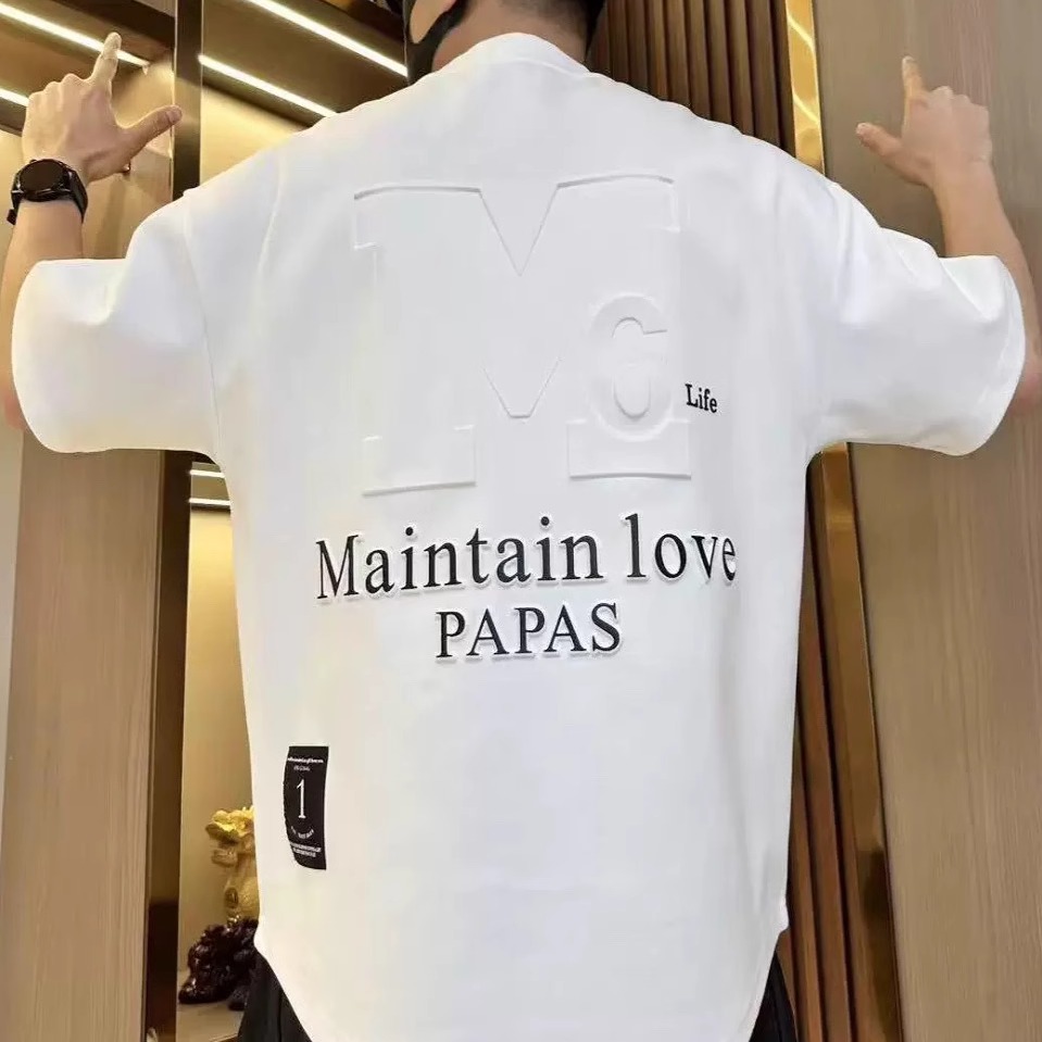 Trendy Letter-Printed Short-Sleeve T-Shirt for Men, 2025 Summer New Versatile Fashion Round-Neck Casual Half-Sleeve Top