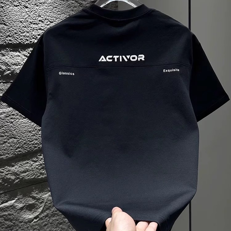 New Men's Handsome High Street Round Neck Short-Sleeved 2025 Summer Fashion Trendy Personalized Print Versatile Half-Sleeved T-Shirt