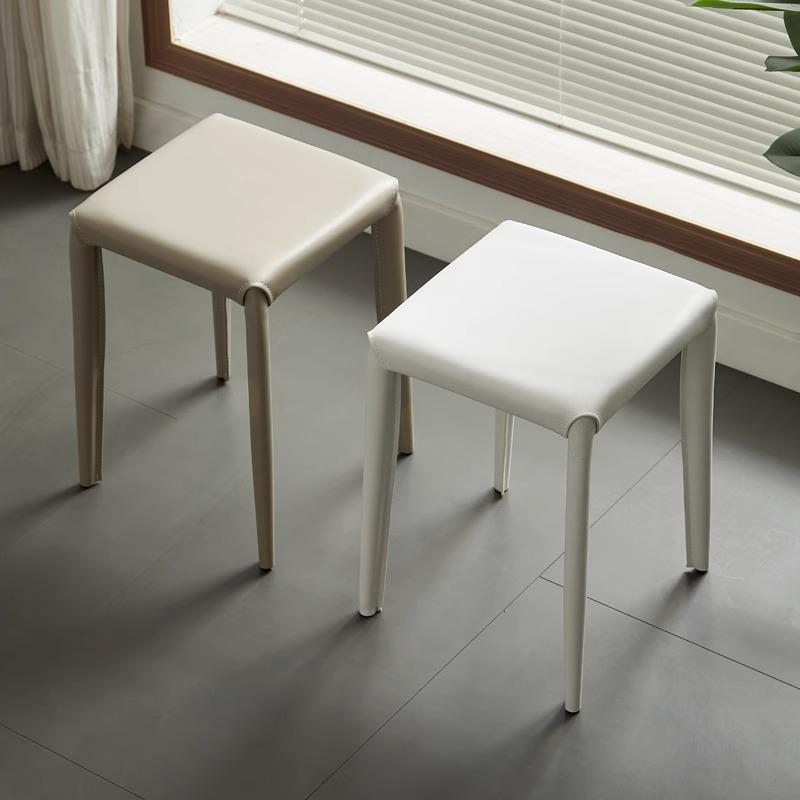 Overseas Version of the Living Room Saddle Stool Dining Table Stool Restaurant Chair Home Accessible Luxury Waiting Stool Simple Leather Small Square Stool