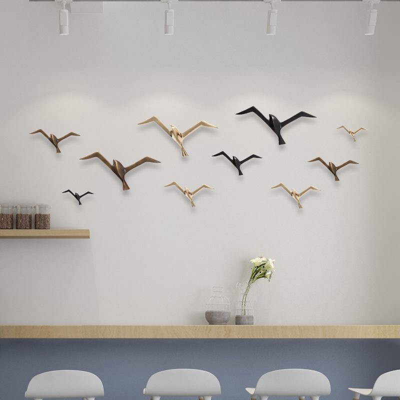 New Chinese-Style Creative Light Luxury All-Copper Seagull Wall Decoration for Model Home Background Wall, Entrance Hall, Living Room, Three-Dimensional Wall Decoration Hanging