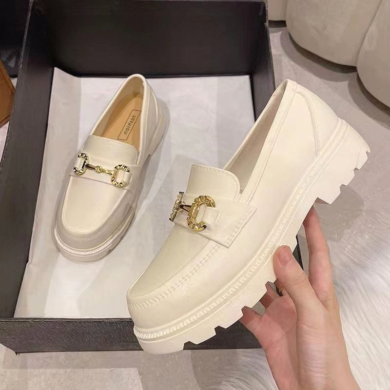 Women's British Style Versatile Loafers, New Non-Slip Home Slippers, Retro Small Gold Buckle Closed-Toe Shoes, Thick-Soled Summer Trend